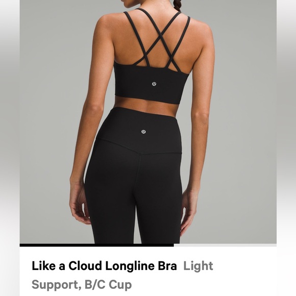 Lululemon Like a Cloud Long-Line Bra Sz6  B/C Black - Picture 5 of 6